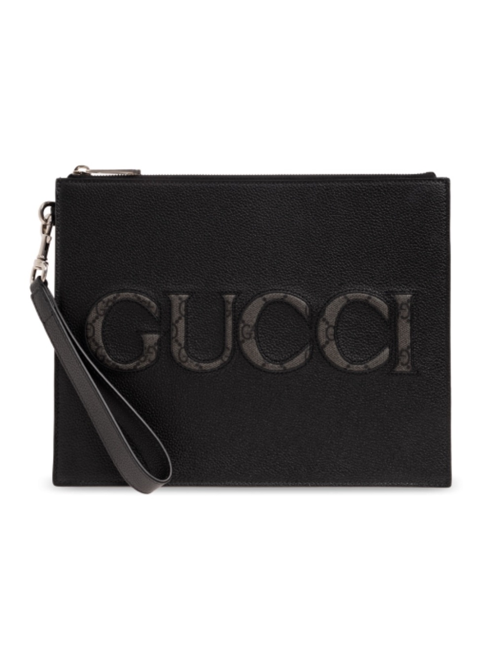 GUCCI logo supreme leather pouch with strap wristlet